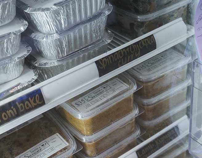 Frozen meals in the Arctic Kitchen freezer 