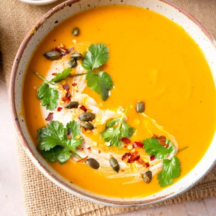 Lightly spiced roasted pumpkin soup