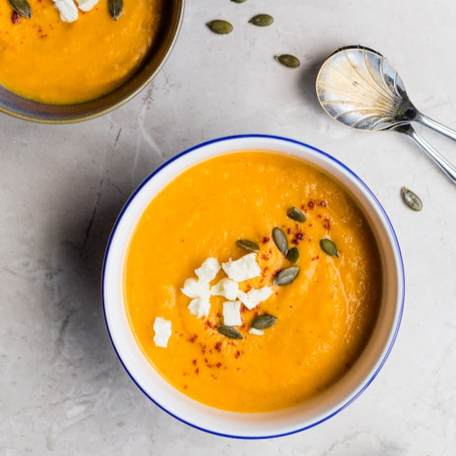 Thai pumpkin, kaffir lime & coconut soup.