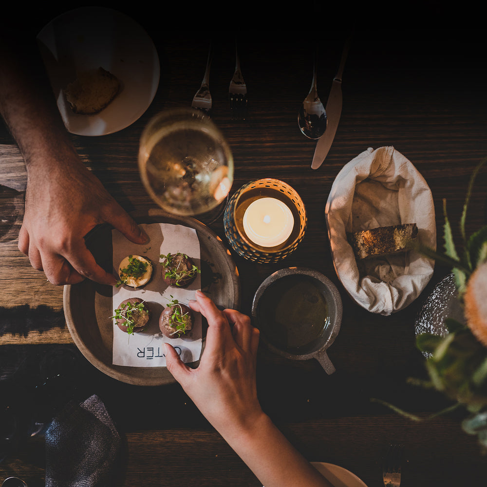 people enjoying a variety of catered small bites