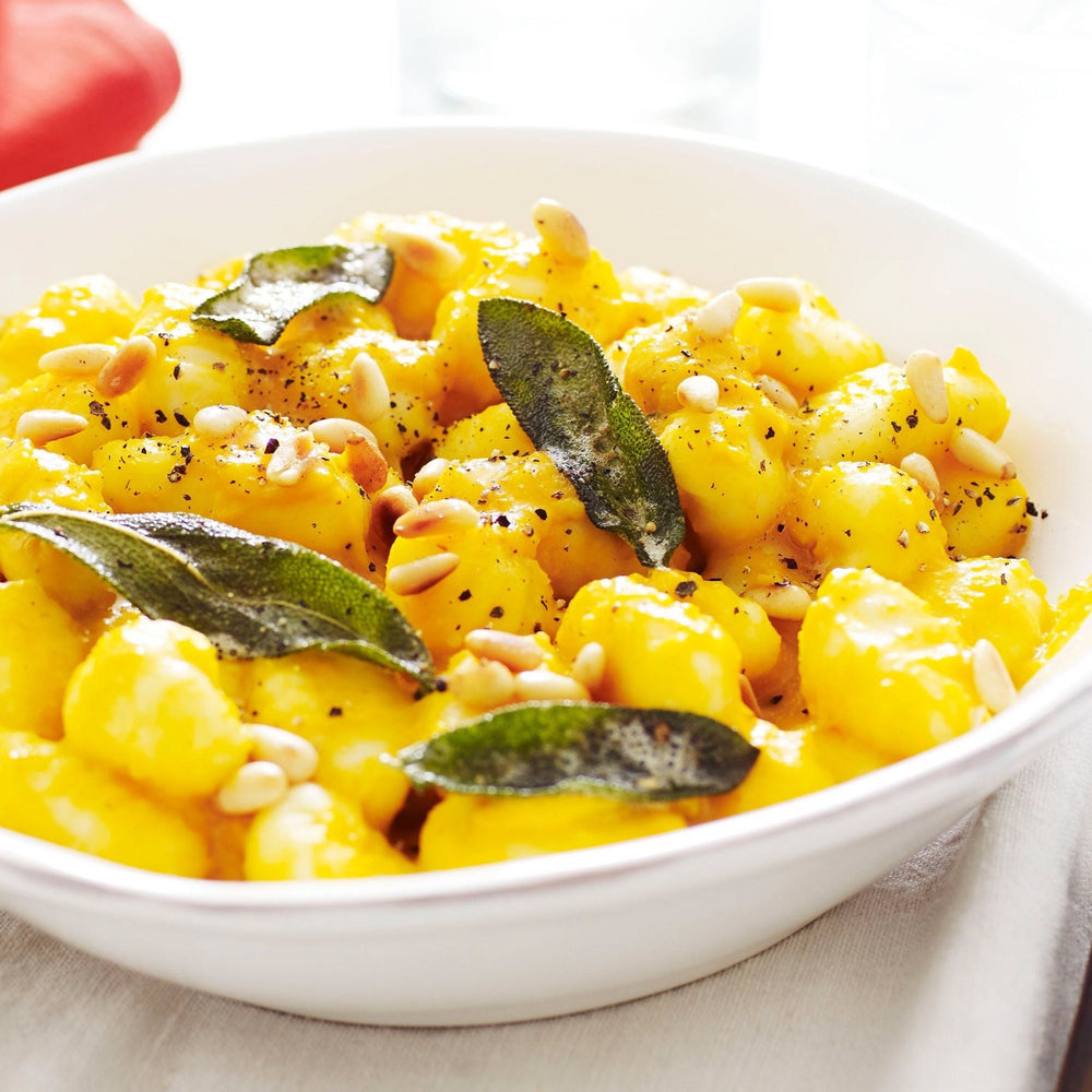 Potato gnocchi with roasted pumpkin, crispy sage, pine nut & brown butter