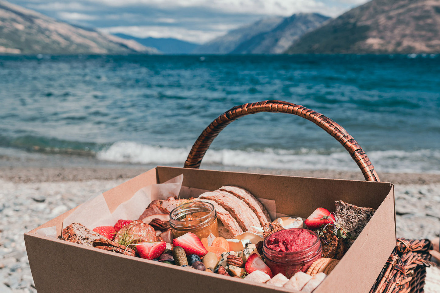 Sharing platter at the lake 