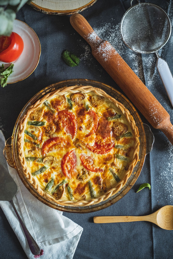 Roasted vegetable quiche frozen meal